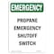 Signmission OSHA Emergency Sign, 14" Height, Rigid Plastic, Propane Shutoff Switch, Portrait, EM-P-1014-V-10528 OS-EM-P-1014-V-10528 - alternate 1